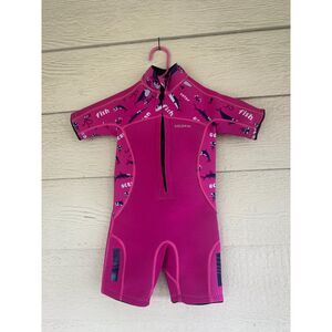 Goldfin Kids Shorty Wetsuit Pink Ocean Sea Creatures 2